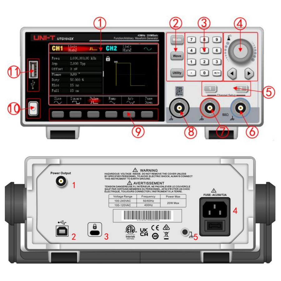 TestEquity: UNI-T UTG1022X Arbitrary Waveform Generator, 2 CH, 20